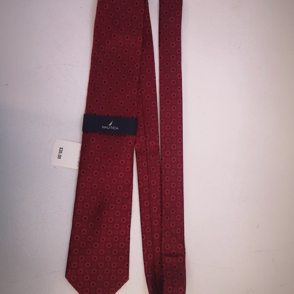 2/$30.00 - NWT Nautica Red & Navy 100% Silk Men's Necktie